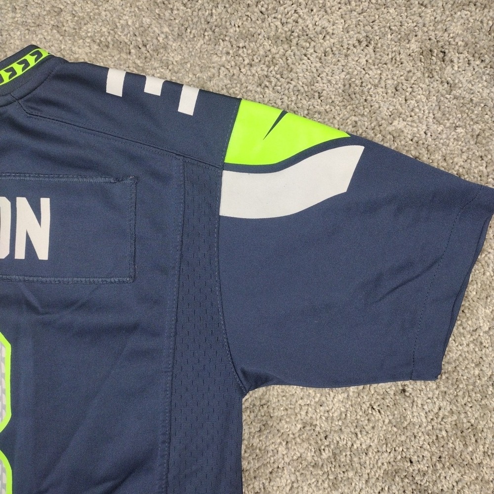Nike On Field Seattle Seahawks NFL Jersey Shirt Russell Wilson #3 Youth LG Blue - Picture 13 of 16